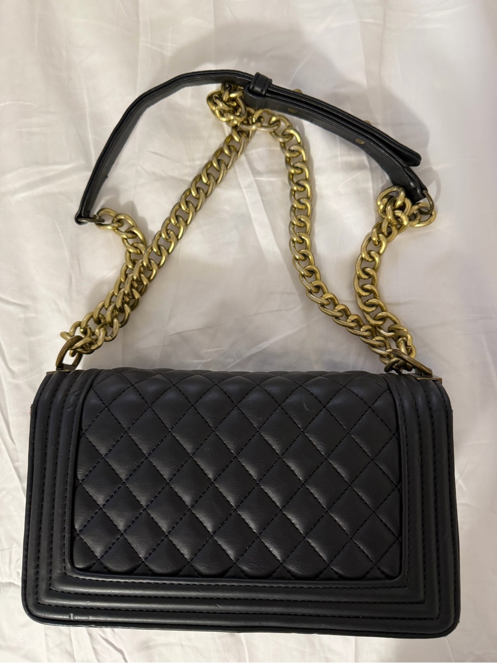 Classic Quilted Black Leather Chain Shoulder Bag - Designer Style - Picture 2 of 7